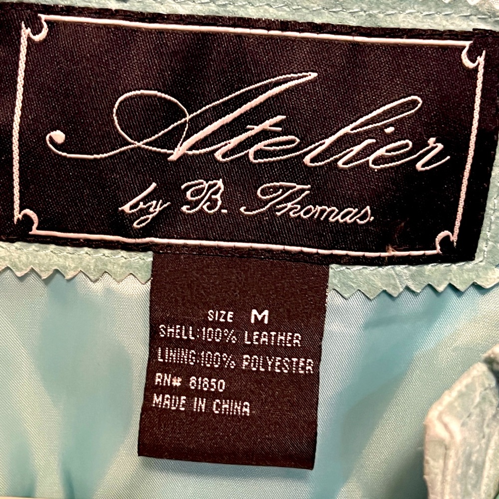 Atelier by B Thomas Teal Leather shirt/jacket Sz M - Picture 12 of 15